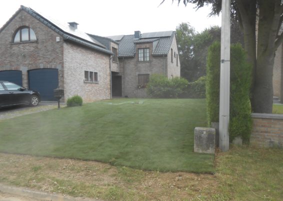 Réalisation d’une devanture de maison en pelouse en rouleaux