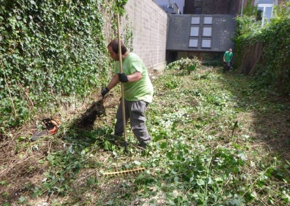 Nettoyage d'un jardin laissé à l'abandon pendant des années pour l'école Sainte Marie à Seraing...