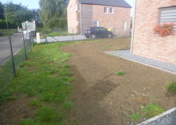 Création d'une pelouse à villers le bouillet. 
Malgré la météo capricieuse de cette fin d'été...