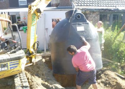 Aménagement complet d'un jardin à Oupeye.

- Pose d'une citerne d'eau de pluie. 
- Réalisation de...
