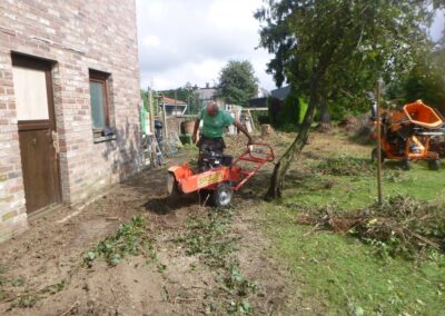 Remplacement d'une haie de ligustrum malade par un palissade composée de piquets de béton et de la...